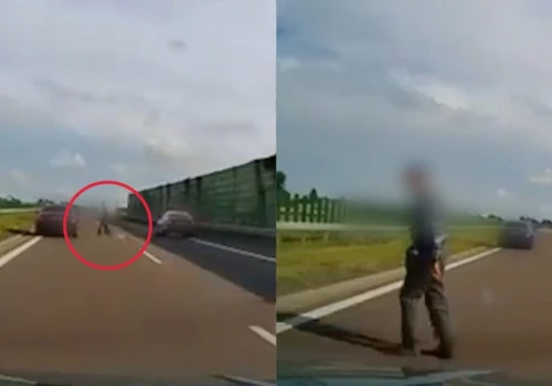 Dziadek o lasce wszedł na S-17 wprost pod nadjeżdżające auta. Policja opublikowała nagranie - poszukuje mężczyzny