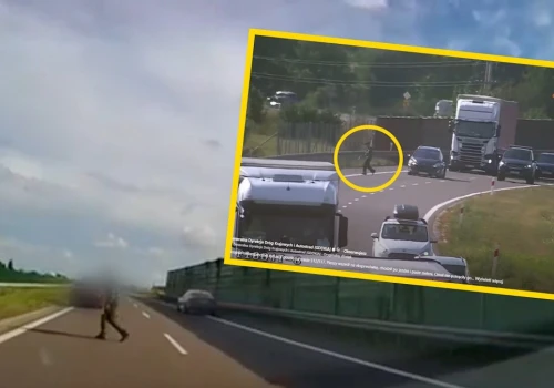 Pieszy z laską biegał między samochodami na drodze S17. O włos od tragedii