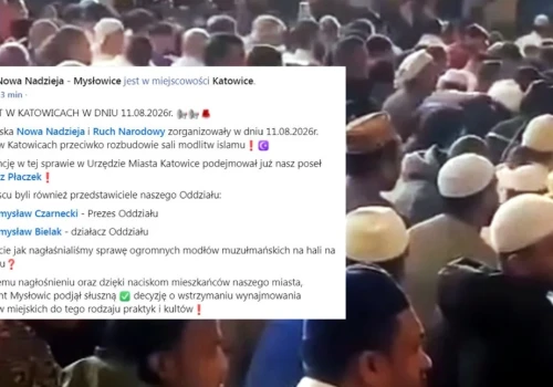 Protest przeciwko budowie „meczetu” w Katowicach. Wśród uczestników działacze z Mysłowic