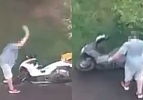 Z tasakiem w ręku niszczył skutery na Mokotowie. 39-latek miał 1,5 promila. Policja opublikowała nagranie