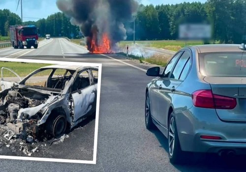 Auto płonęło w czasie jazdy. Policja uratowała dwie osoby