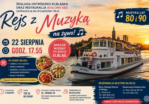 Rejs z muzyką na żywo po rzece Elbląg