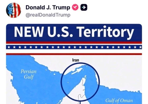 Prezydent Trump opublikował grafikę z cieśniną Ormuz i podpisem „nowe terytorium USA”