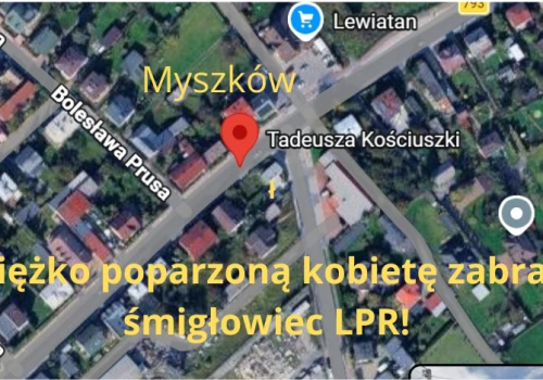 Dramat w Myszkowie! Znaleziono ciężko poparzoną kobietę. Interweniował śmigłowiec LPR