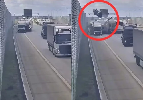 Osobówka dosłownie wzbiła się w powietrze. GDDKiA opublikowało nagranie z autostrady A1