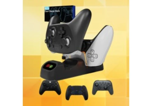 Orzly podwójna ładowarka USB-C do padów DualSense, Xbox Series, Nintendo Switch Pro Controller za 49,60 zł w Amazon PL