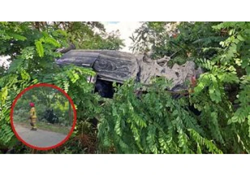 Peugeot uderzył w drzewo i dachował. Kierowca trafił do szpitala