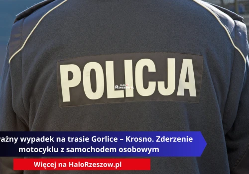 Poważny wypadek na trasie Gorlice – Krosno. Zderzenie motocyklu z samochodem osobowym