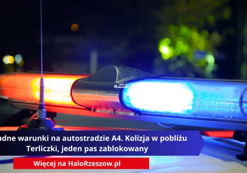 Trudne warunki na autostradzie A4. Kolizja w pobliżu Terliczki, jeden pas zablokowany