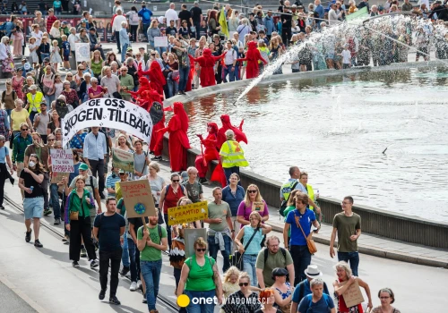 Manifestacja na ulicach Sztokholmu. Wśród demonstrantów była Greta Thunberg