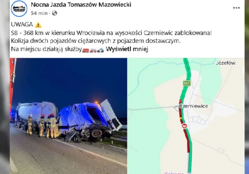 Śmiertelny wypadek na S8. Bus zderzył się z ciężarówkami. Zginęły dwie osoby
