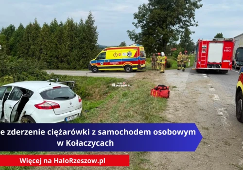 Groźne zderzenie ciężarówki z samochodem osobowym w Kołaczycach