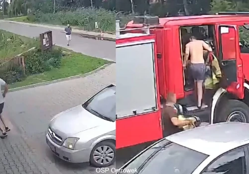 Zaledwie 3 minuty. Niezwykłe nagranie pokazuje błyskawiczną reakcję ochotniczej straży pożarnej od usłyszenia alarmu do wyjazdu na akcję
