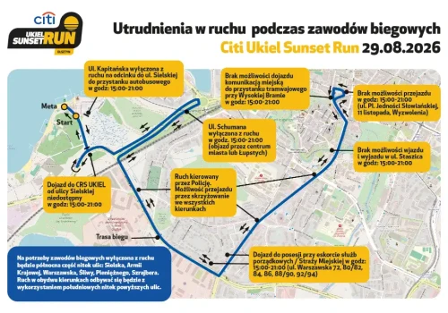 Olsztyn: Utrudnienia w ruchu podczas Citi Ukiel Sunset Run 2026