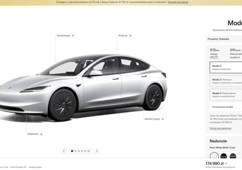Tesla Model 3 Napęd na Tylne Koła ma większy zasięg, 520/534 -> 572 jedn. WLTP. Bateria CATL plus silnik 4DU czy… opony?