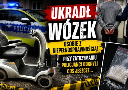Ukradł wózek osobie z niepełnosprawnością i wystawił go na sprzedaż. Przy zatrzymaniu policjanci odkryli coś jeszcze