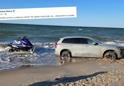 Gąski: ktoś wjechał po skuter wodny prawie do morza i utknął na brzegu