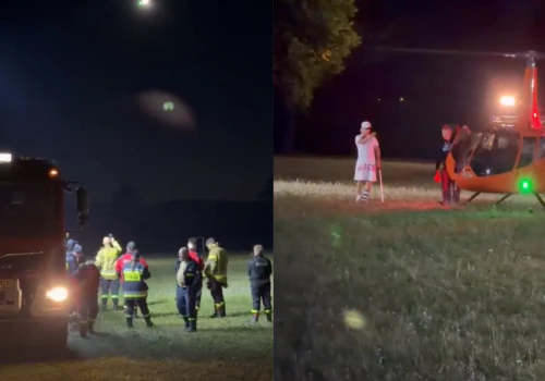 Lądowanie Skolima helikopterem. Na jeden z 6 koncertów tego dnia miał się spóźnić prawie 3 godziny