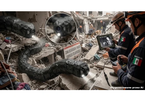 Robot Wąż używany w poszukiwaniach ocalałych z trzęsienia ziemi w Meksyku