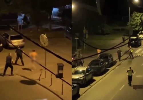 Kompletnie nagi Ukrainiec kontra czterech policjantów. Nagrania mieszkańców w nocnej interwencji w Katowicach