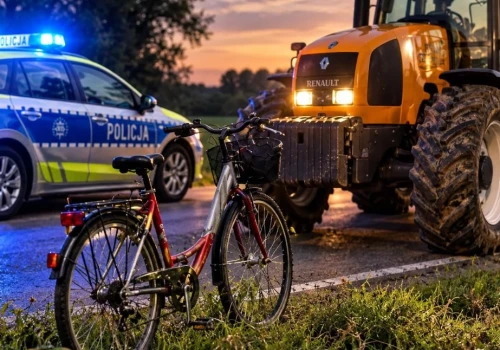 65 lat, 1,5 promila i rower bez świateł. Jechał środkiem drogi.