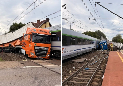 Wypadek na przejeździe kolejowym. Pociąg PKP Intercity uderzył w ciężarówkę