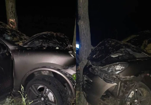 Obywatel Ukrainy z 2 promilami, zakazem prowadzeni i poszukiwany rozbił Porsche na drzewie. O zdarzeniu poinformował iPhone