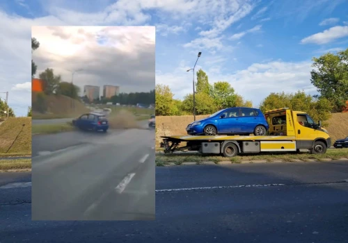 Popadało, a on przesadził z prędkością. Chevrolet wypadł z drogi na zakręcie, wszystko nagrała kamera