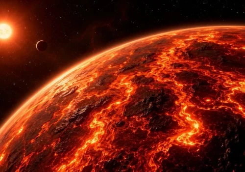 Kosmiczna dolinę bez powietrza. Po obu stronach są planety z atmosferą