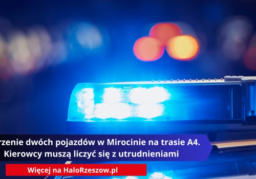 Zderzenie dwóch pojazdów w Mirocinie na trasie A4. Kierowcy muszą liczyć się z utrudnieniami