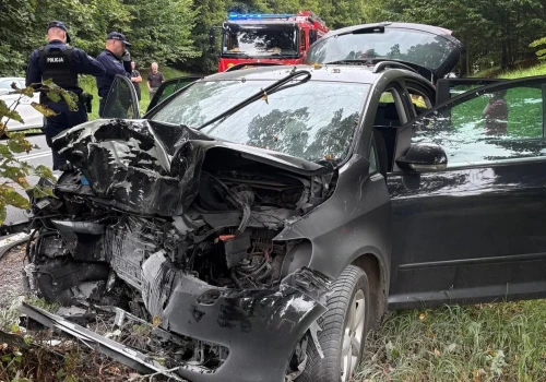 Samochód roztrzaskał się na drzewie. Trzy osoby w szpitalu
