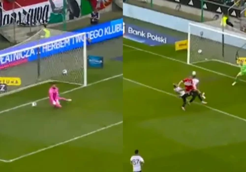 Strzał w środek bramki i gol. Potworny błąd bramkarza Widzewa