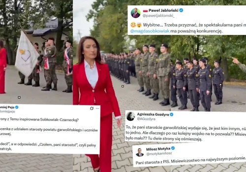 Starosta-imperatorka z PiS krytykowana za nieco zbyt pompatyczne przywitanie uczniów klas mundurowych
