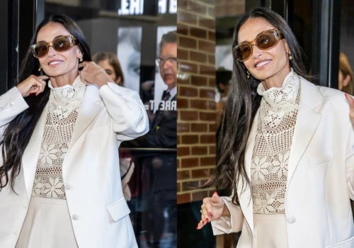 Demi Moore zachwyca w półprzezroczystym looku Magdy Butrym w Nowym Jorku