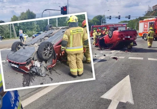 Dachowanie w Otmuchowie i zderzenie trzech ciężarówek na A4. Seria wypadków na Opolszczyźnie