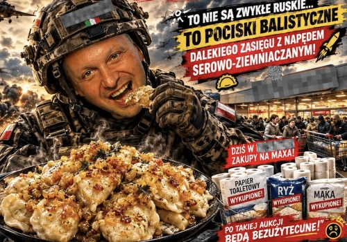 Ruskie jak pociski balistyczne. Podrzeszowska restauracja z wojenną reklamą ruskich pierogów