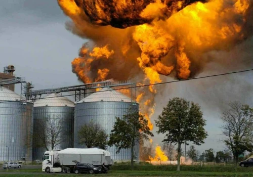 Potężny pożar i wybuchy przy suszarni. Dwie osoby ranne!