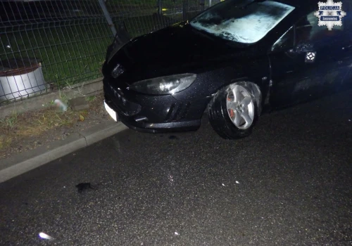 Sosnowiec: pijany kierowca bez uprawnień uderzył w ogrodzenie. Pasażer był poszukiwany listem gończym