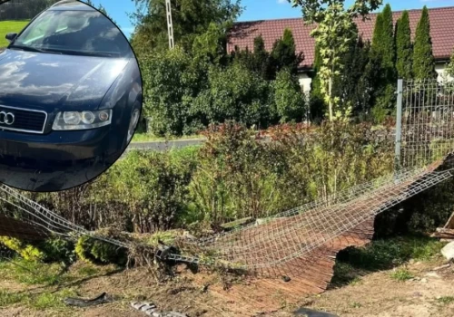 Staranował ogrodzenie i uderzył w maszynę budowlaną. Pijany i poszukiwany kierowca wpadł pod Glinojeckiem