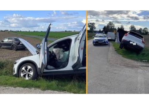 Wola Skarbkowa: Groźna kolizja dwóch aut. Jedno zjechało do rowu, drugie na pole