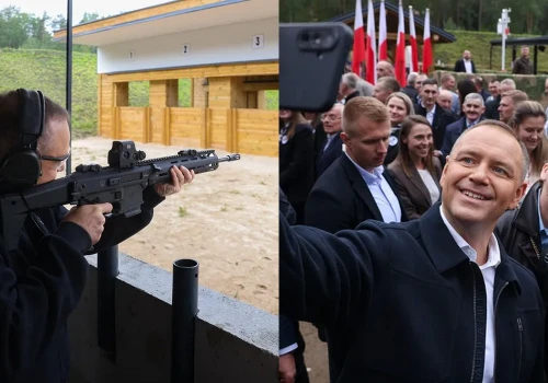 Prezydent Nawrocki na otwarciu strzelnicy przekonywał, że trzeba rozpocząć debatę o dostępnie do broni