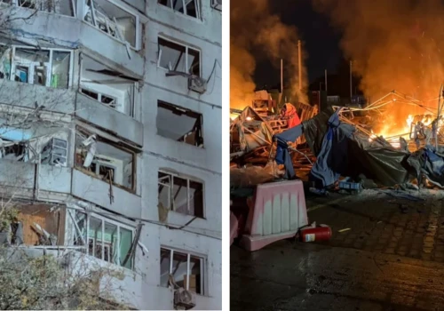 Domy, bloki i targowisko pod ostrzałem. Tragiczna noc w Ukrainie