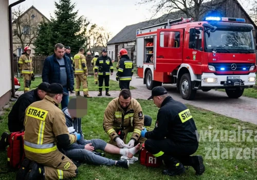 Nadepnął na szklaną butelkę. Na miejscu sporo służb