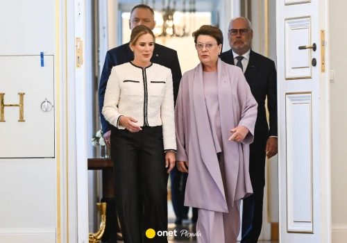 Elegancka Marta Nawrocka w Belwederze. Tak witała pierwszą parę Estonii