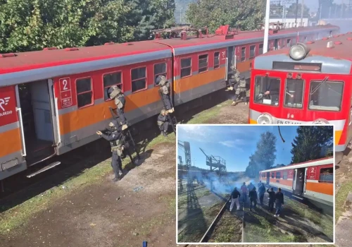 POLREGIO i policja ćwiczyły sytuacje kryzysowe. Akcja kontrterrorystów na torach w Iławie