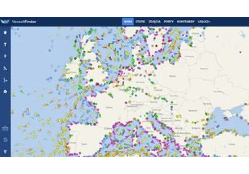 Radar statków i kontenerów. Ruch morski na żywo