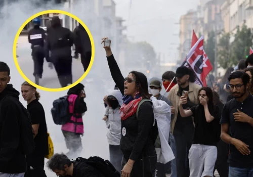 Dantejskie sceny w Paryżu. Tłum uczniów dopadł policjantkę