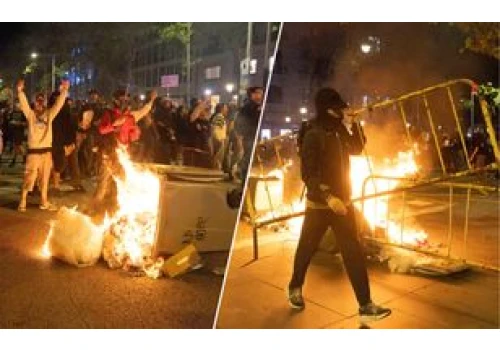 Gorąco na ulicach Barcelony. Podpalone kosze, zdewastowane auta