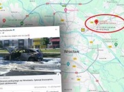 Wrocław. Policyjny radiowóz zapalił się w czasie jazdy. Auto doszczętnie spłonęło