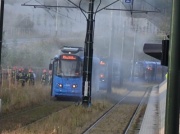 Pechowy dzień komunikacji miejskiej w Krakowie. Pożar tramwaju (ZDJĘCIA)